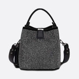 Black Rhinestone Bucket Bag – Sparkly Evening Shoulder Bag
