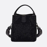 Black Rhinestone Bucket Bag – Sparkly Evening Shoulder Bag