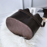 Croc-Embossed Bucket Bag – Faux Leather Shoulder Bag with Wide Strap