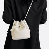 Mini Bucket Bag with Drawstring and Turn-Lock Closure