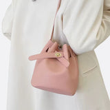 Mini Bucket Bag with Drawstring and Turn-Lock Closure