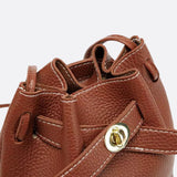 Mini Bucket Bag with Drawstring and Turn-Lock Closure
