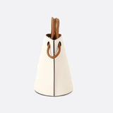 White Minimalist Bucket Bag – Faux Leather with Knotted Handle Detail