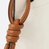 White Minimalist Bucket Bag – Faux Leather with Knotted Handle Detail