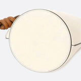 White Minimalist Bucket Bag – Faux Leather with Knotted Handle Detail