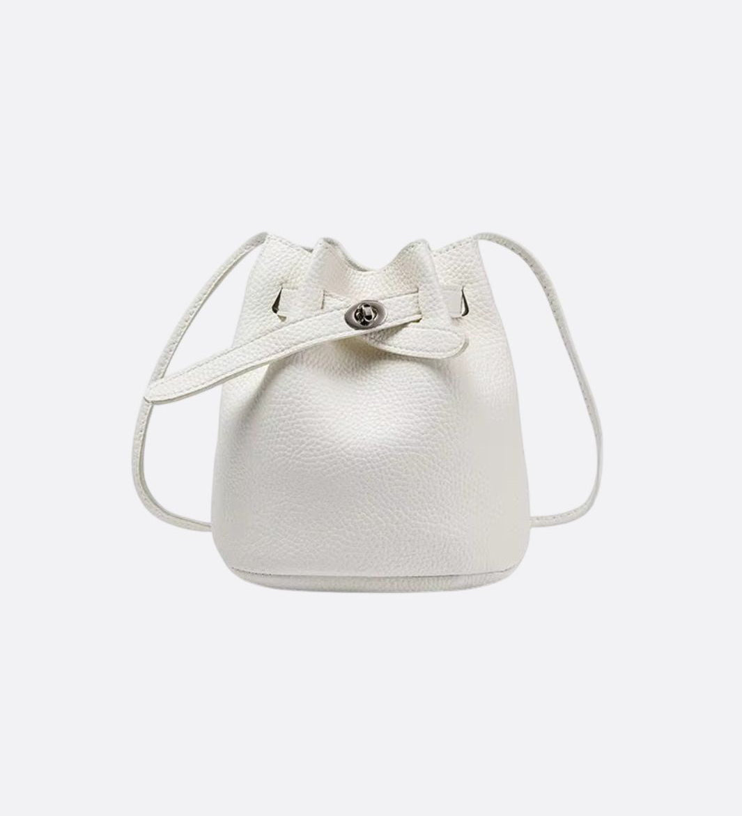 Mini Bucket Bag with Drawstring and Turn-Lock Closure