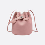 Mini Bucket Bag with Drawstring and Turn-Lock Closure