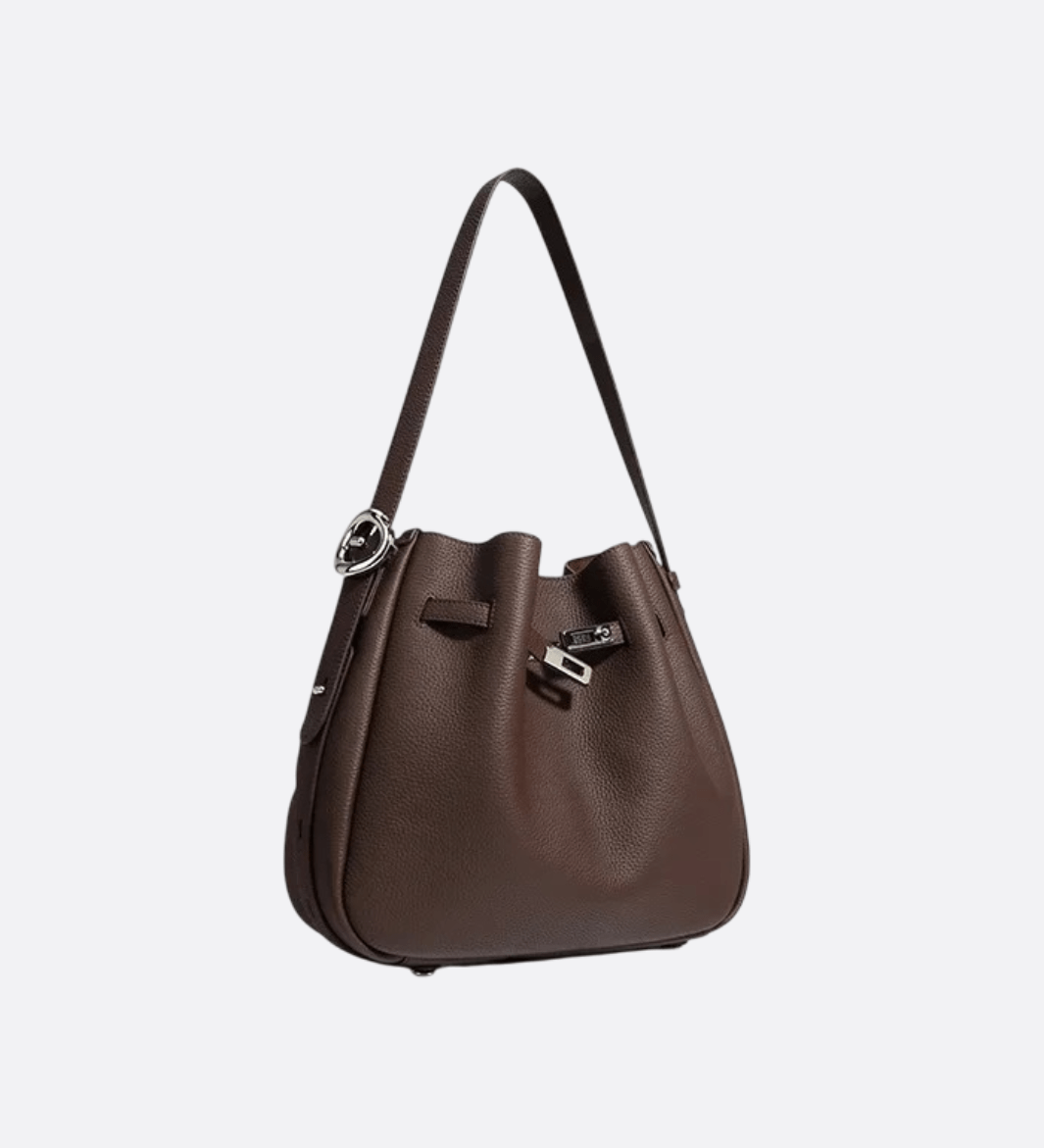 Luxury Leather Bucket Bag for Women – Sleek Structured Design