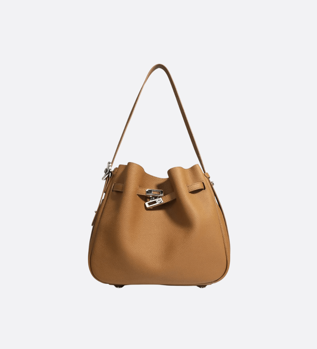 Luxury Leather Bucket Bag for Women – Sleek Structured Design