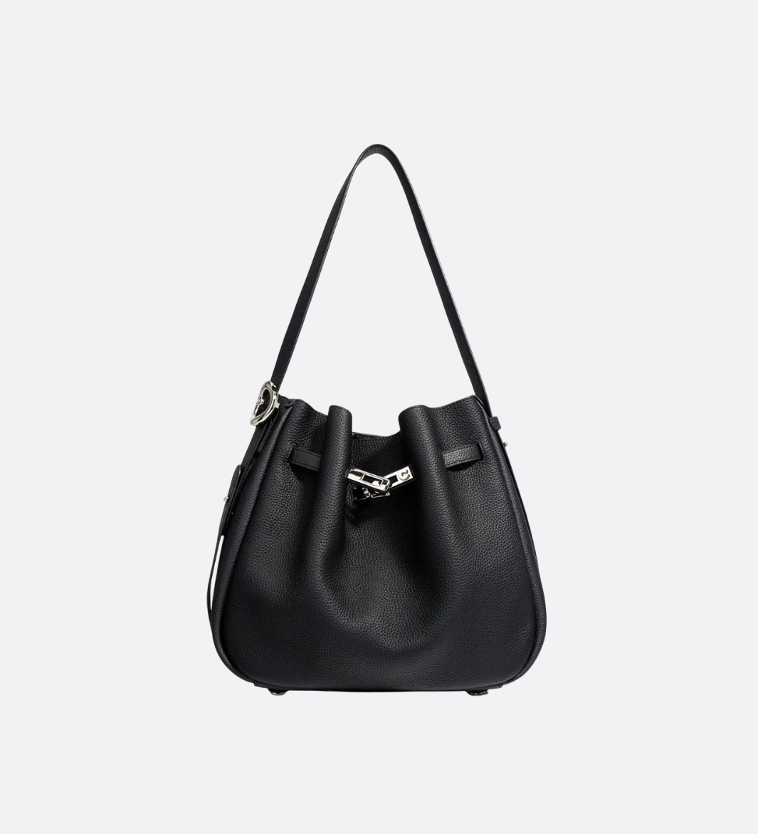 Luxury Leather Bucket Bag for Women – Sleek Structured Design