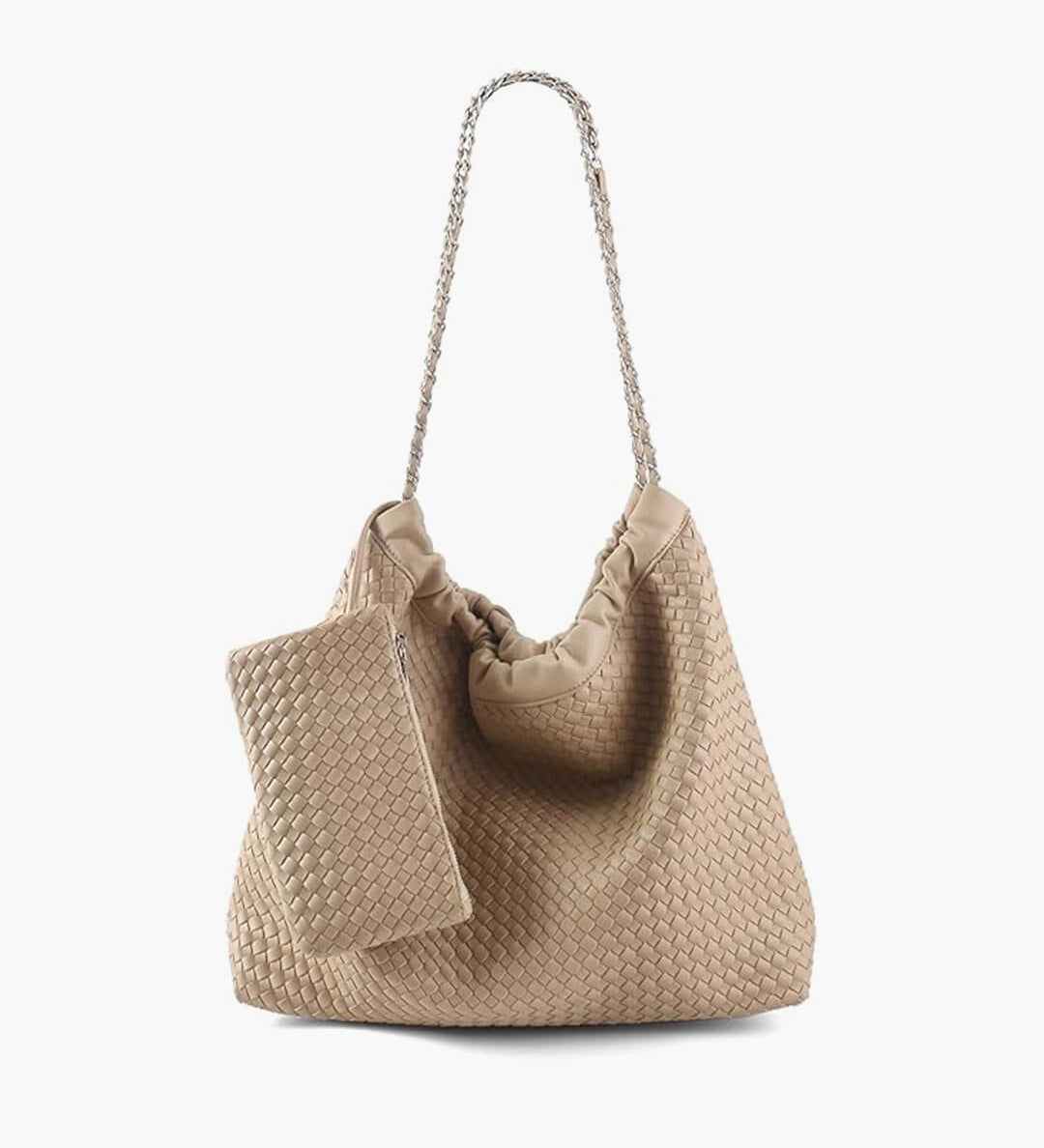 Textured Shoulder Bag with Pouch – Spacious Everyday Tote with Drawstring