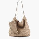Textured Shoulder Bag with Pouch – Spacious Everyday Tote with Drawstring