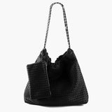 Textured Shoulder Bag with Pouch – Spacious Everyday Tote with Drawstring