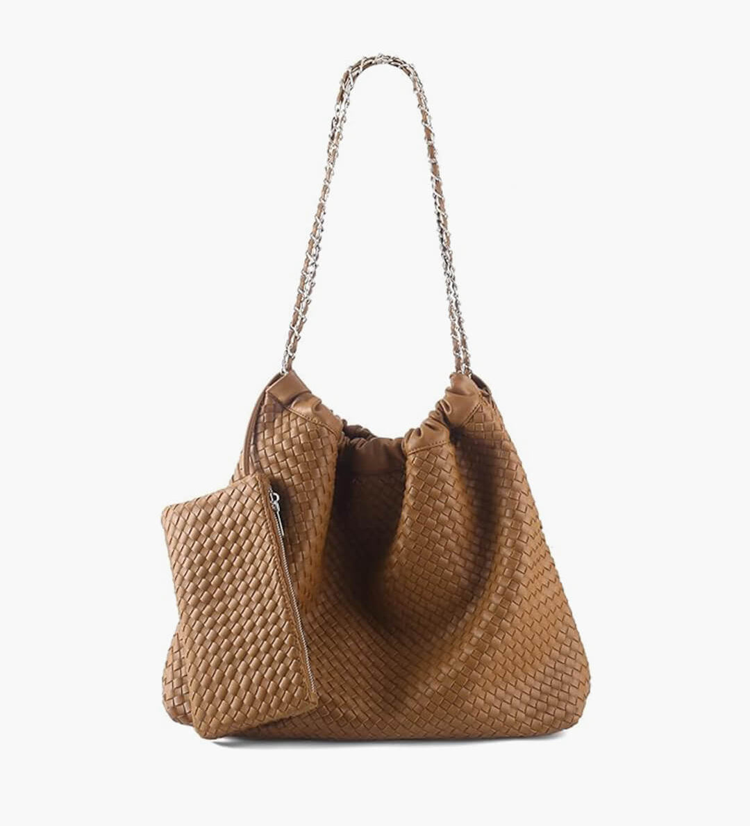 Textured Shoulder Bag with Pouch – Spacious Everyday Tote with Drawstring
