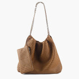 Textured Shoulder Bag with Pouch – Spacious Everyday Tote with Drawstring