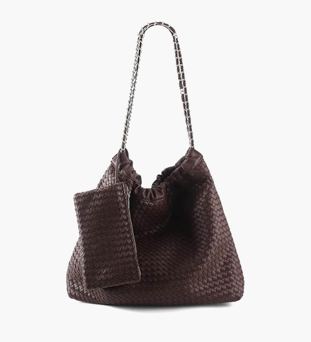 Textured Shoulder Bag with Pouch – Spacious Everyday Tote with Drawstring
