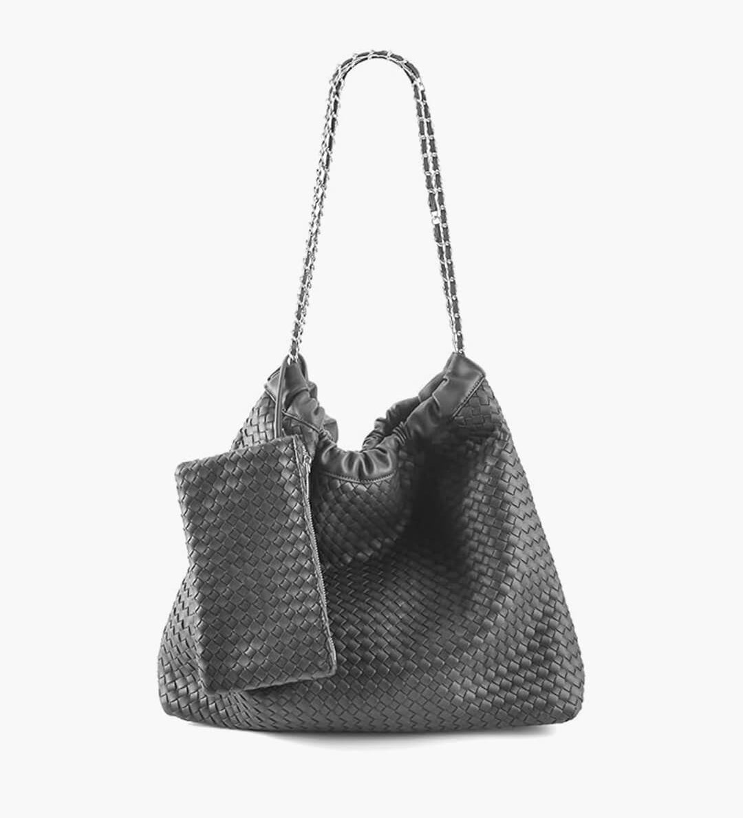 Textured Shoulder Bag with Pouch – Spacious Everyday Tote with Drawstring