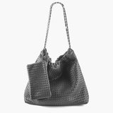 Textured Shoulder Bag with Pouch – Spacious Everyday Tote with Drawstring