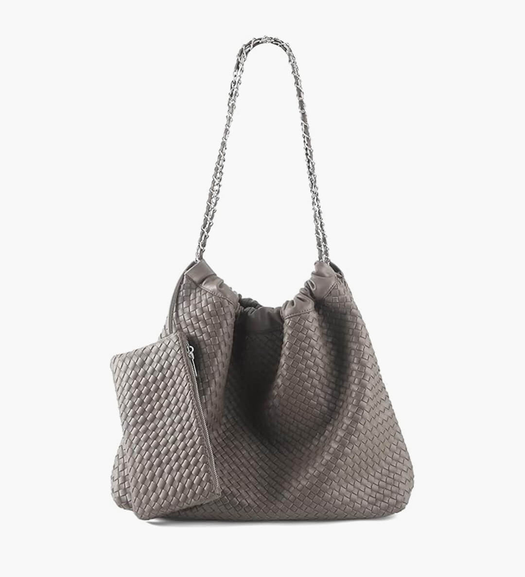 Textured Shoulder Bag with Pouch – Spacious Everyday Tote with Drawstring