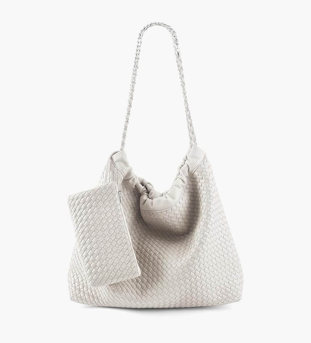 Textured Shoulder Bag with Pouch – Spacious Everyday Tote with Drawstring