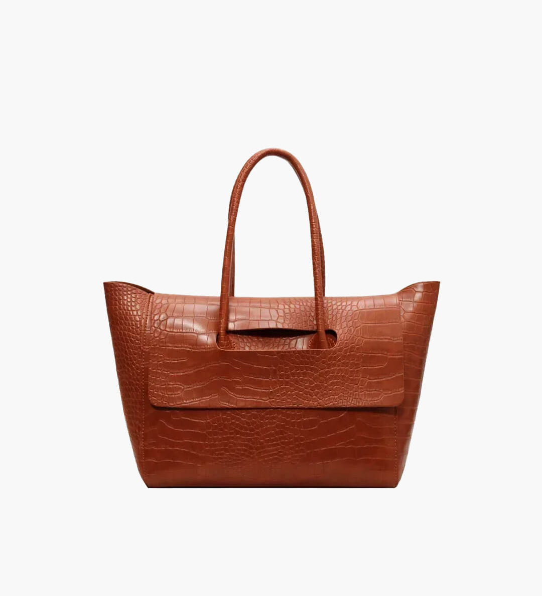 Large Crocodile Pattern Tote Bag – Elegant Shoulder Handbag with Spacious Design