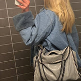 Large Tote Bag with Gold Chain Handle – Stylish Shoulder Handbag