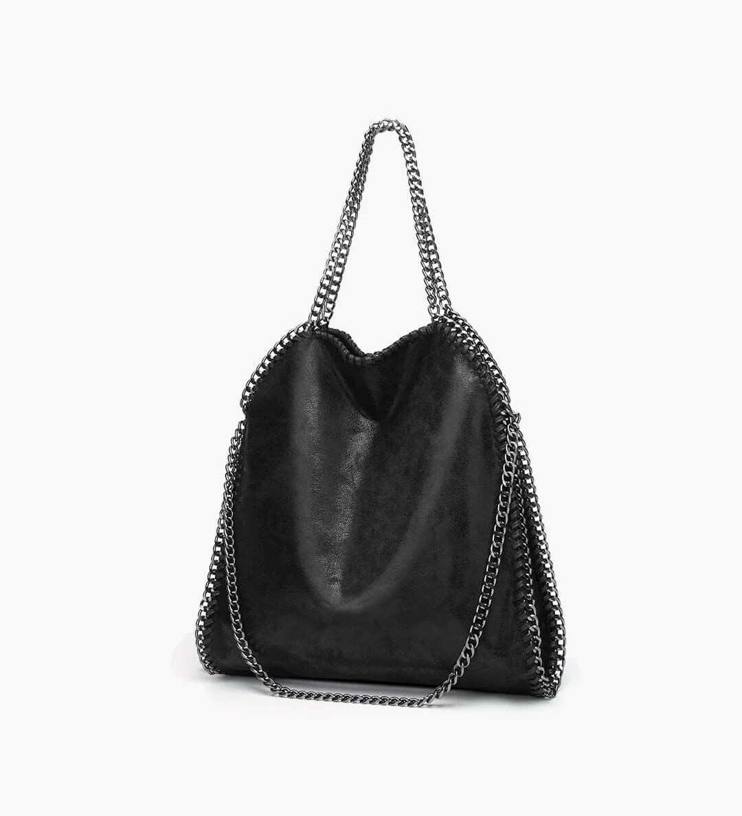 Large Tote Bag with Gold Chain Handle – Stylish Shoulder Handbag