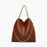 Large Tote Bag with Gold Chain Handle – Stylish Shoulder Handbag