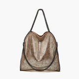 Large Tote Bag with Gold Chain Handle – Stylish Shoulder Handbag