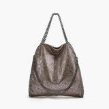 Large Tote Bag with Gold Chain Handle – Stylish Shoulder Handbag