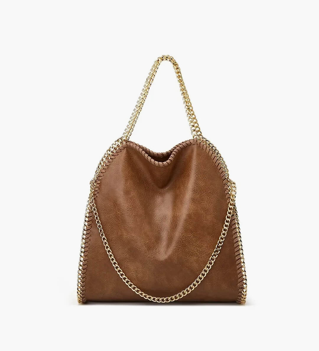 Large Tote Bag with Gold Chain Handle – Stylish Shoulder Handbag