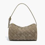 Woven Suede Shoulder Bag – Compact Everyday Handbag with Adjustable Strap