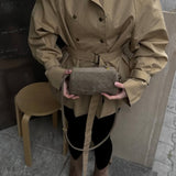 Woven Suede Shoulder Bag – Compact Everyday Handbag with Adjustable Strap