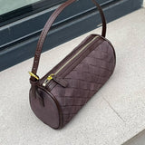 Woven Suede Shoulder Bag – Compact Everyday Handbag with Adjustable Strap
