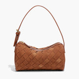 Woven Suede Shoulder Bag – Compact Everyday Handbag with Adjustable Strap