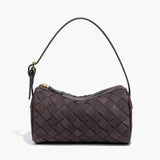 Woven Suede Shoulder Bag – Compact Everyday Handbag with Adjustable Strap