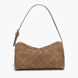 Woven Suede Shoulder Bag – Compact Everyday Handbag with Adjustable Strap