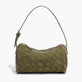 Woven Suede Shoulder Bag – Compact Everyday Handbag with Adjustable Strap