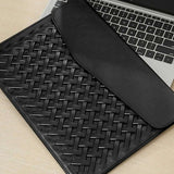 Woven Vegan Leather Laptop Bag – Elegant Work Tote with Detachable Strap