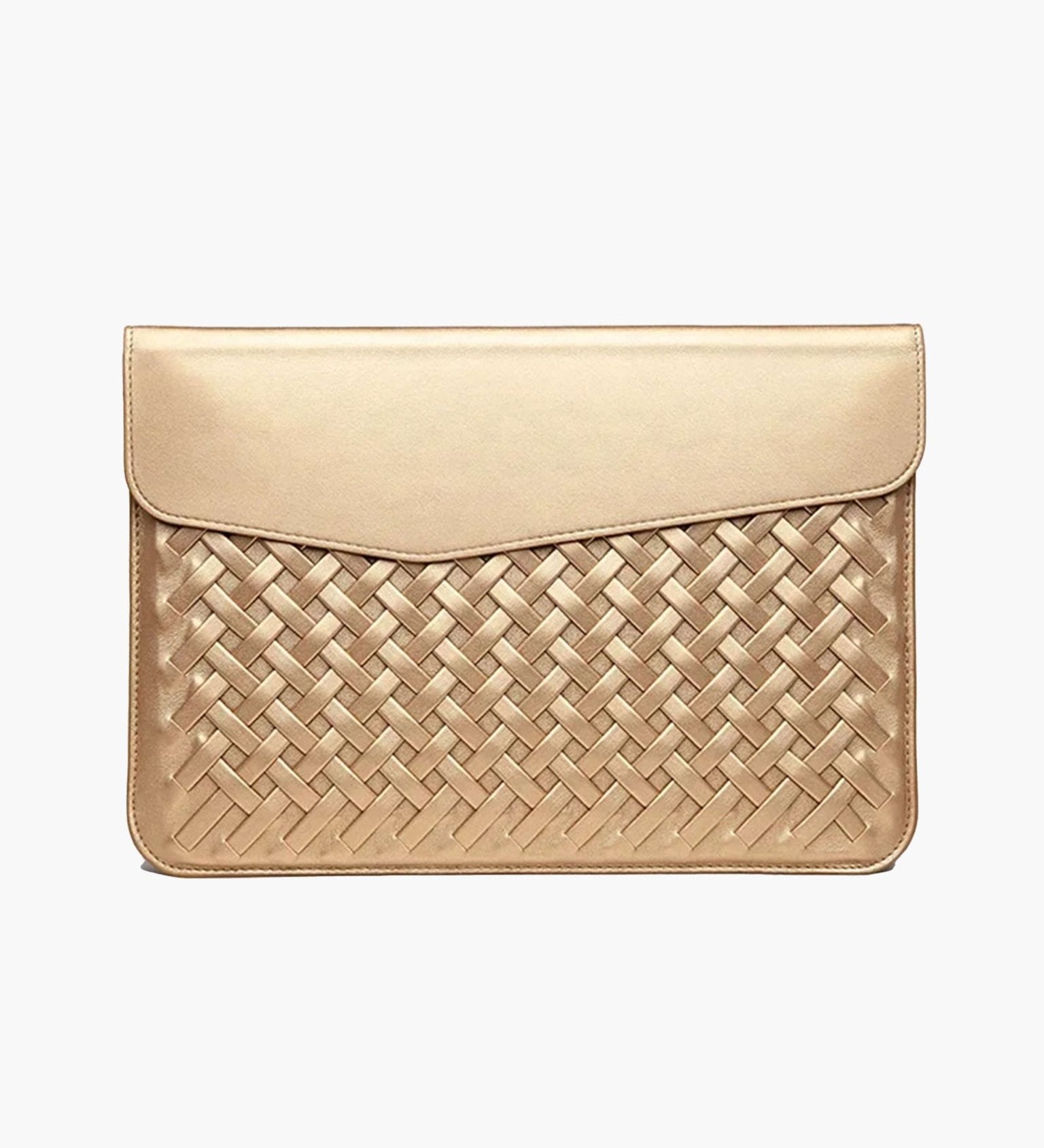 Woven Vegan Leather Laptop Bag – Elegant Work Tote with Detachable Strap