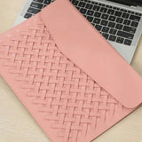 Woven Vegan Leather Laptop Bag – Elegant Work Tote with Detachable Strap