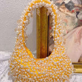 Pearl Beaded Shoulder Bag – Elegant Statement Handbag for Special Occasions