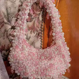 Pearl Beaded Shoulder Bag – Elegant Statement Handbag for Special Occasions