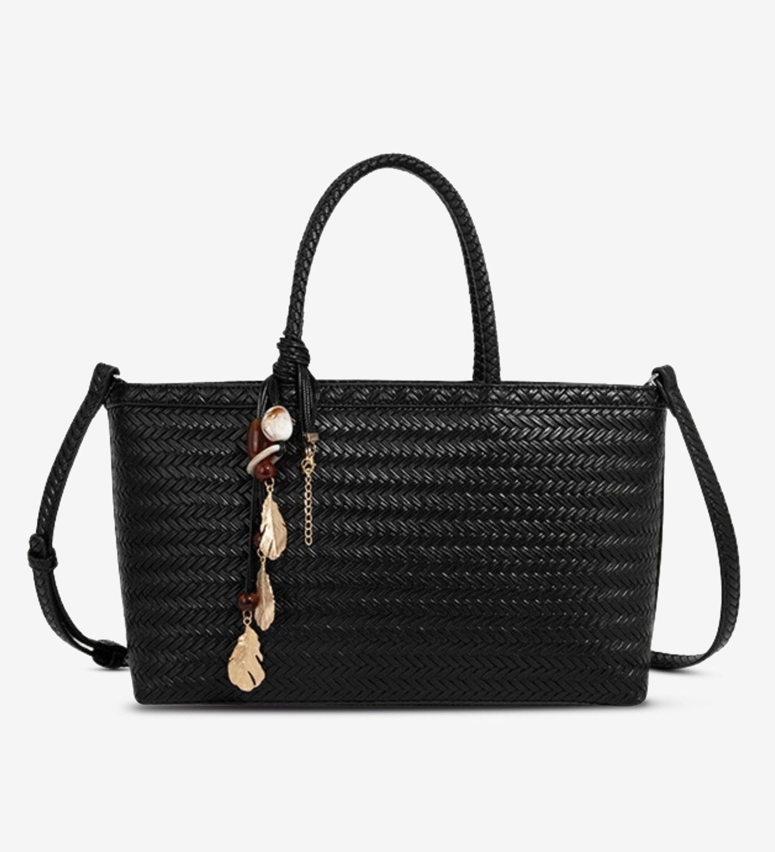 Braided Tote Bag with Removable Strap – Stylish Everyday Handbag with Charm