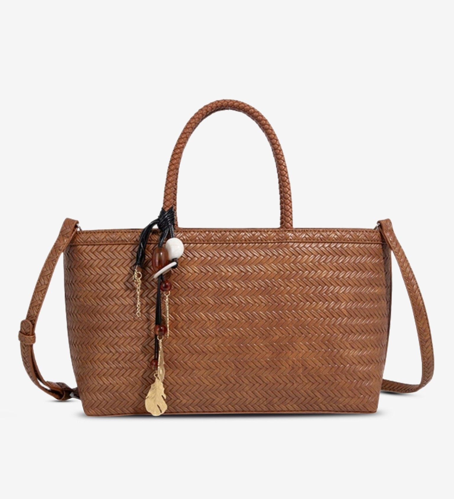 Braided Tote Bag with Removable Strap – Stylish Everyday Handbag with Charm