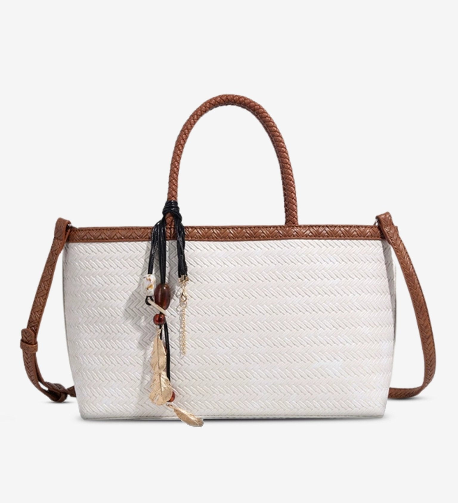 Braided Tote Bag with Removable Strap – Stylish Everyday Handbag with Charm