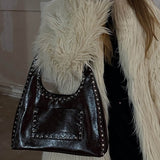 Stefani Studded Tote Bag – Chic Structured Handbag with Gold-Tone Detailing