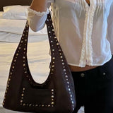 Stefani Studded Tote Bag – Chic Structured Handbag with Gold-Tone Detailing