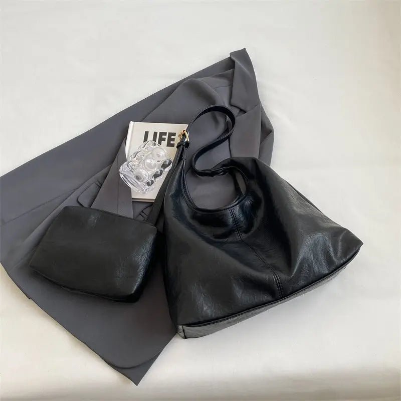 Vintage Leren Tote Shopper Aurora-Bags