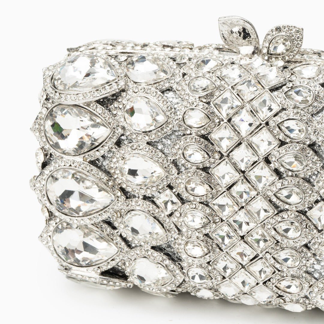 The Macy | Rhinestones Crystals Clutch Bag - Silver - clutches from Aurora-Bags for sale at Aurora-Bags